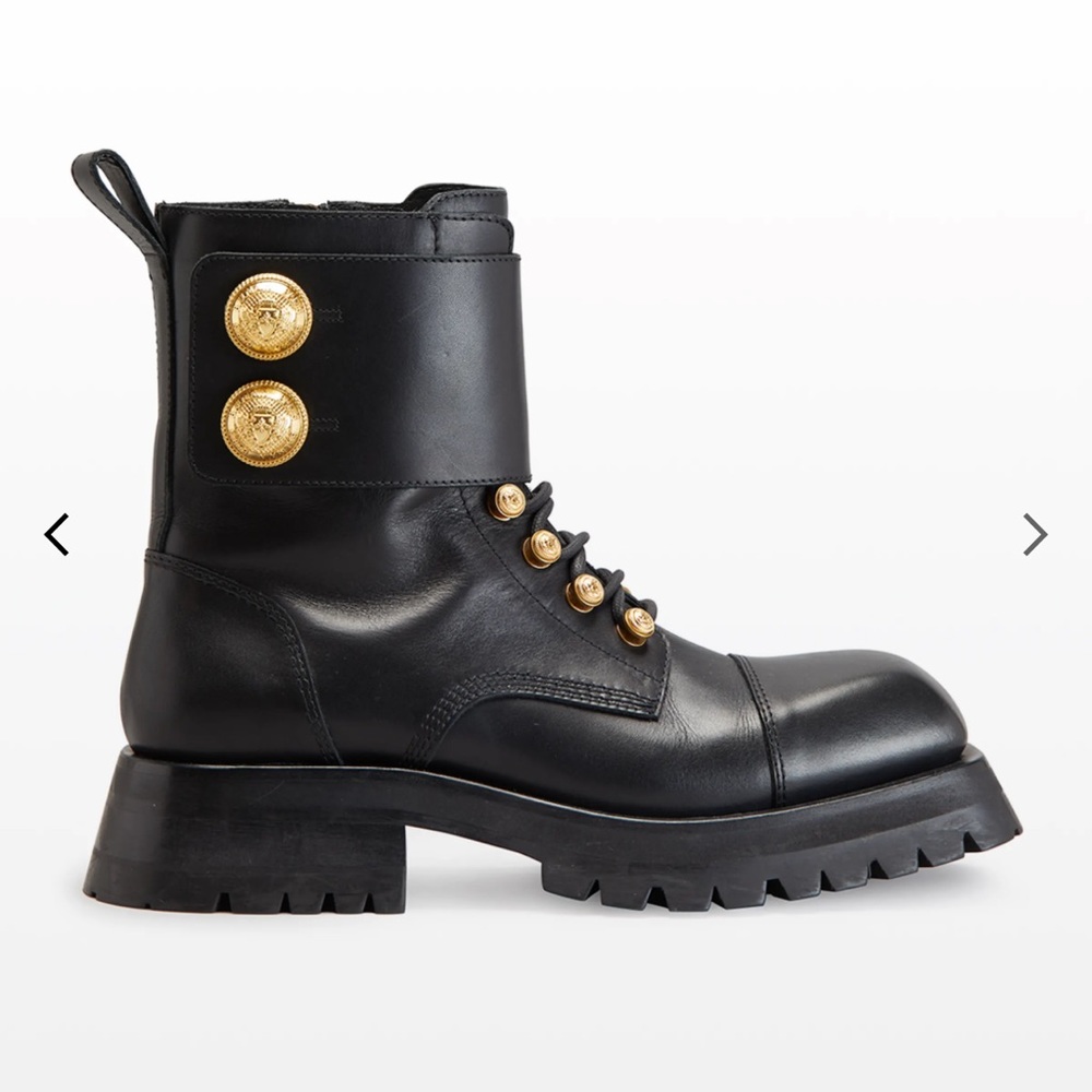 Balmain Calfskin Button Cuff Ranger Boots